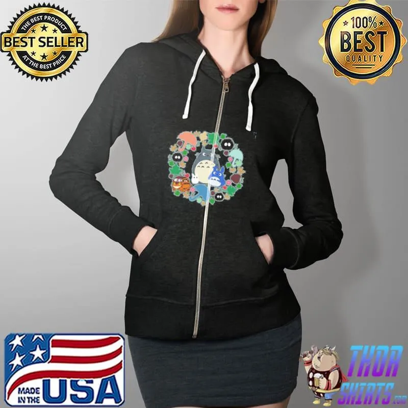 Totoro Susuwatari Anime Ghibli Kawaii Japanese Style Unisex Hoodie Full Zip Hooded