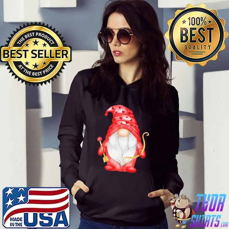 Valentine Gnome Cupid Cute Hearts Happy Valentines Day T-Shirt Hoodie