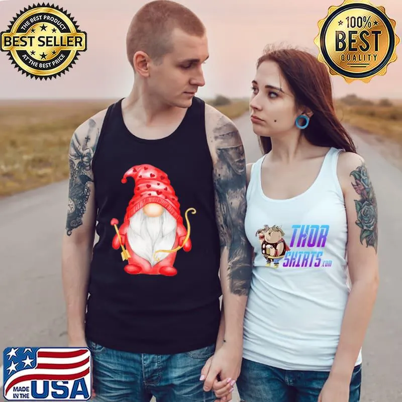 Valentine Gnome Cupid Cute Hearts Happy Valentines Day T-Shirt Tank Top