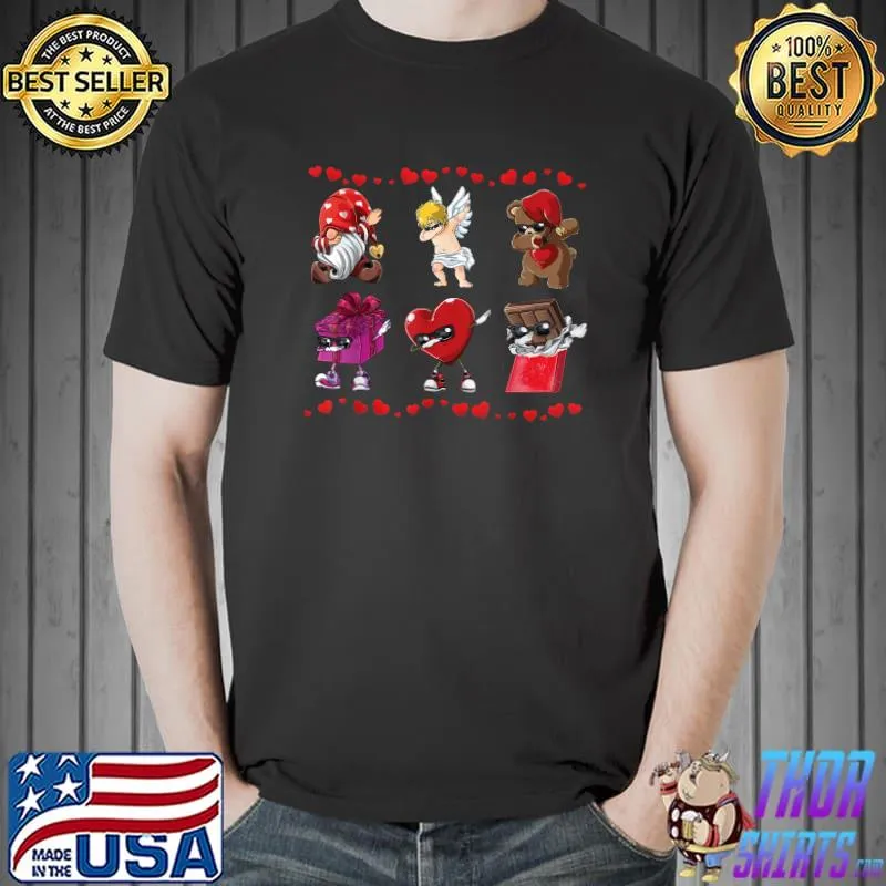Valentines Day Dab Heart Teddy Bear Toddler Kids Boys Girls T-Shirt