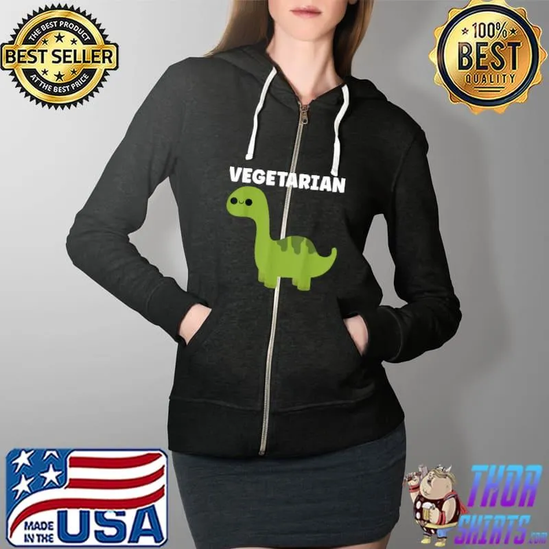 Vegetarian Dinosaur Vegan T Shirt Full Zip Hooded