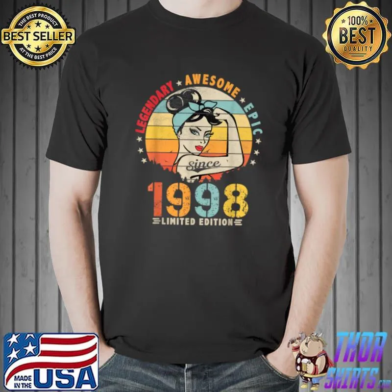 Vintage Legendary Awesome Epic Since 1998 Retro Birthday T Shirt
