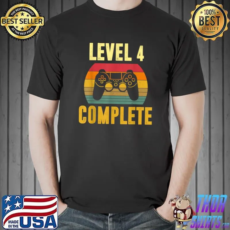 Vintage Level 4th Complete 4 Year Wedding Anniversary T-Shirt Unisex