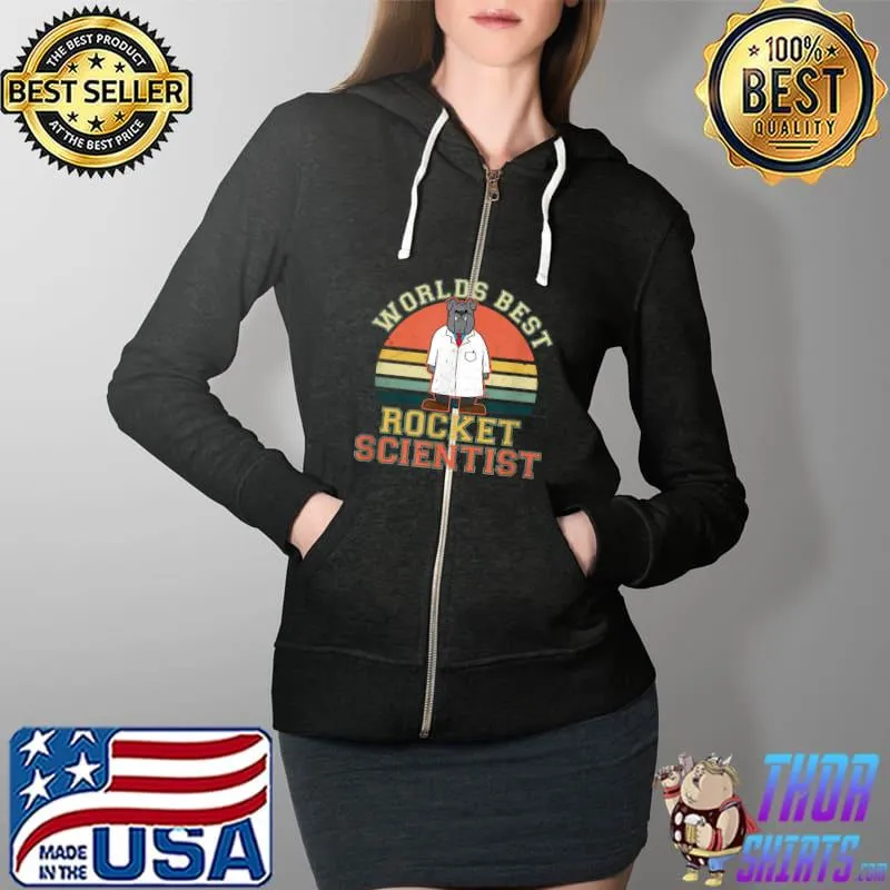 Vintage Retro Sunset Bulldog Design Rocket Scientist T Shirt Full Zip Hooded