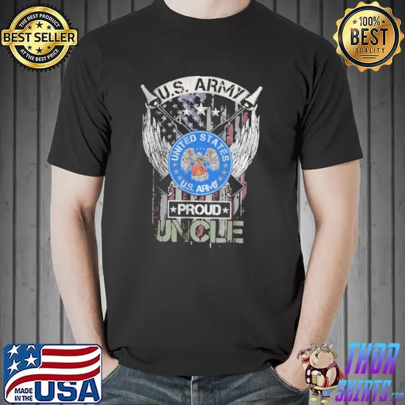 Vintage USA American Flag US Army Proud Veteran Uncle T-Shirt