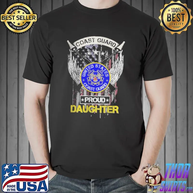 Vintage USA American Flag US Coast Guard Proud Daughter T Shirt