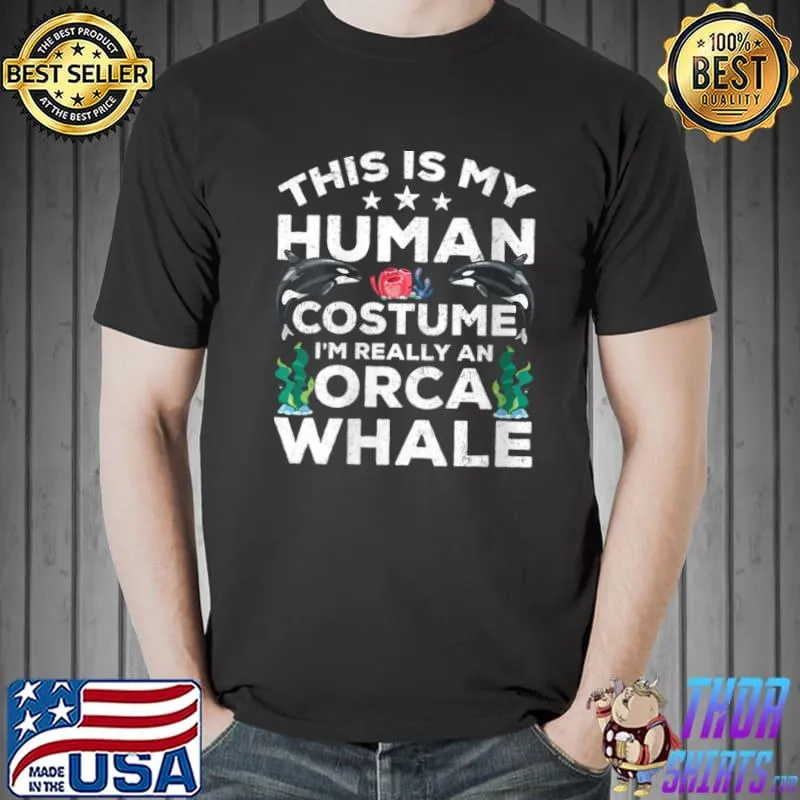 Womens Hilarious Orca Halloween Costume For Men Women Gift Shirt V Neck T Shirt