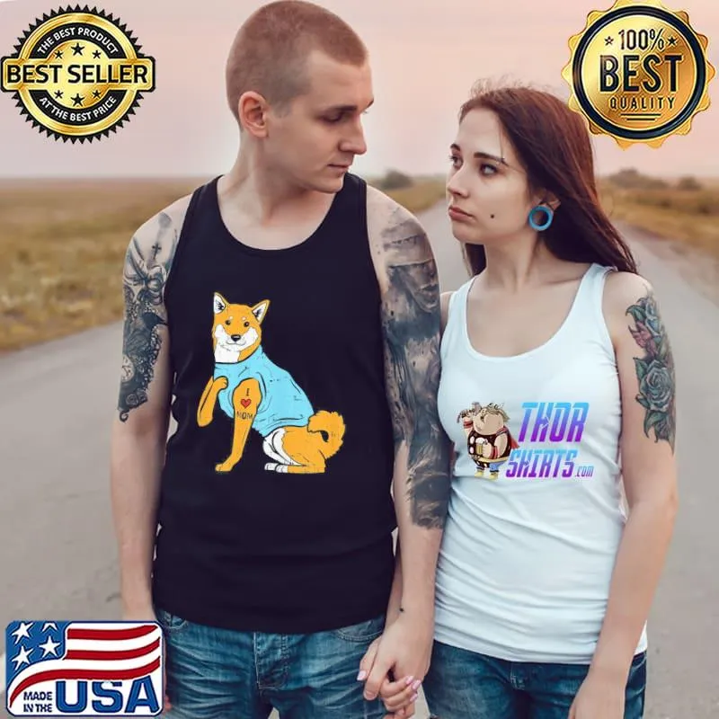 Womens Shiba Inu I Love Mom Cute T-Shirt Tank Top