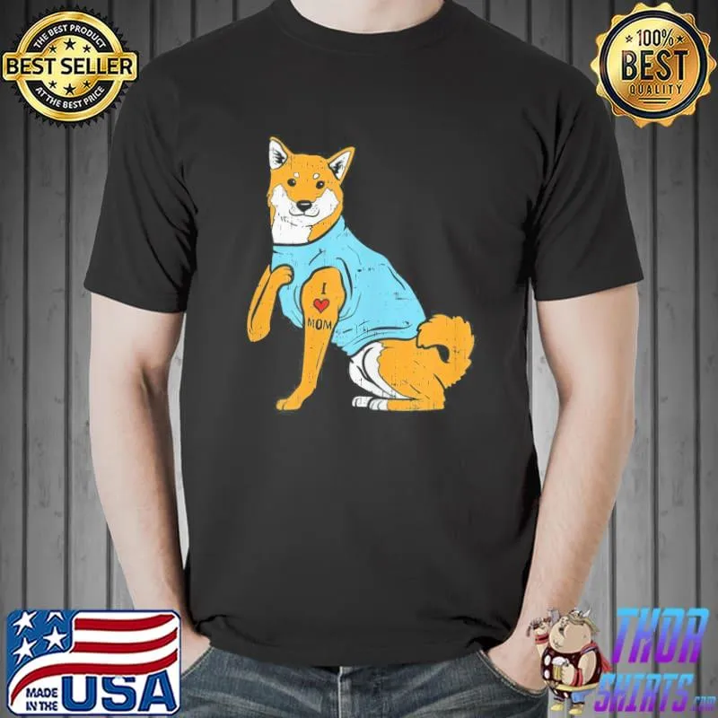 Womens Shiba Inu I Love Mom Cute T-Shirt