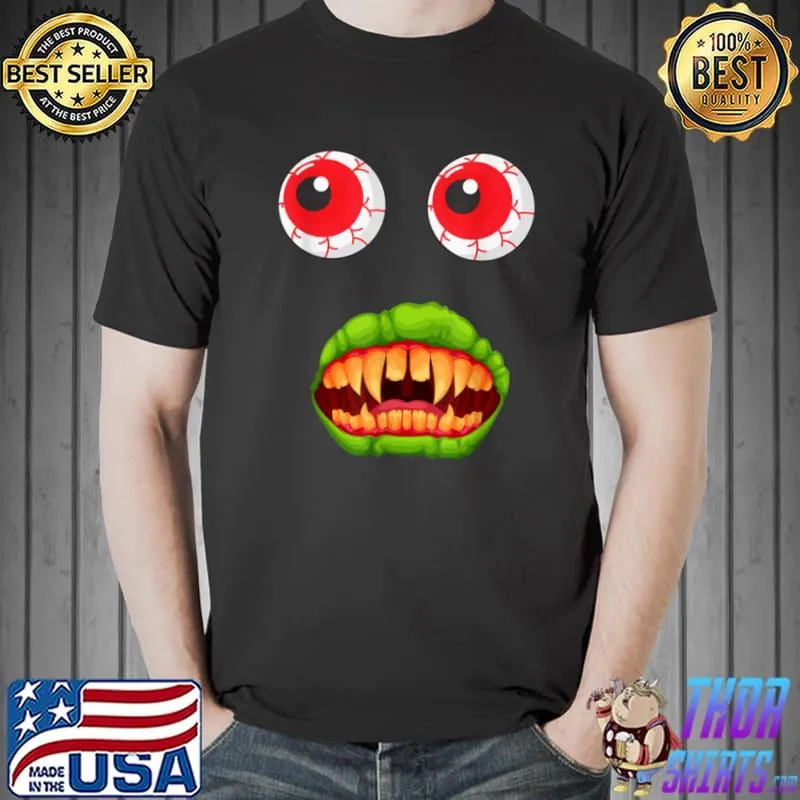 Zombie Monster Face Scary Spooky Halloween Boys Kids T Shirt