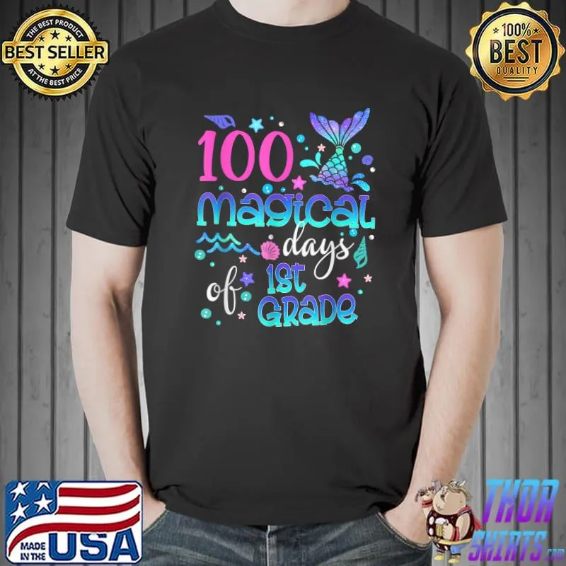 100 Magical Days Of 1st Grade Mermaid Kids Girls Toddlers T-Shirt Unisex