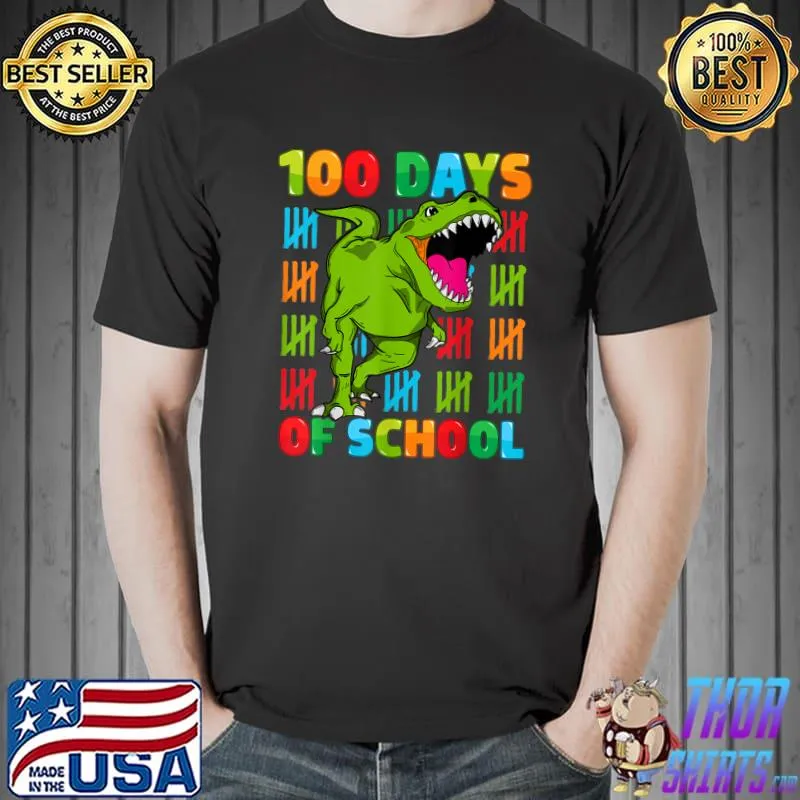 100th Day of School Dino Kids Happy 100 Days Dinosaur T-Rex T-Shirt Unisex