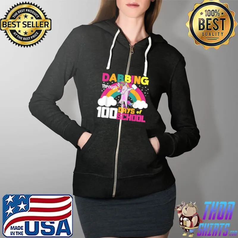 100th Day Of School Shirt Dabbing 100 Days Dab Girls T-Shirt Full Zip Hooded