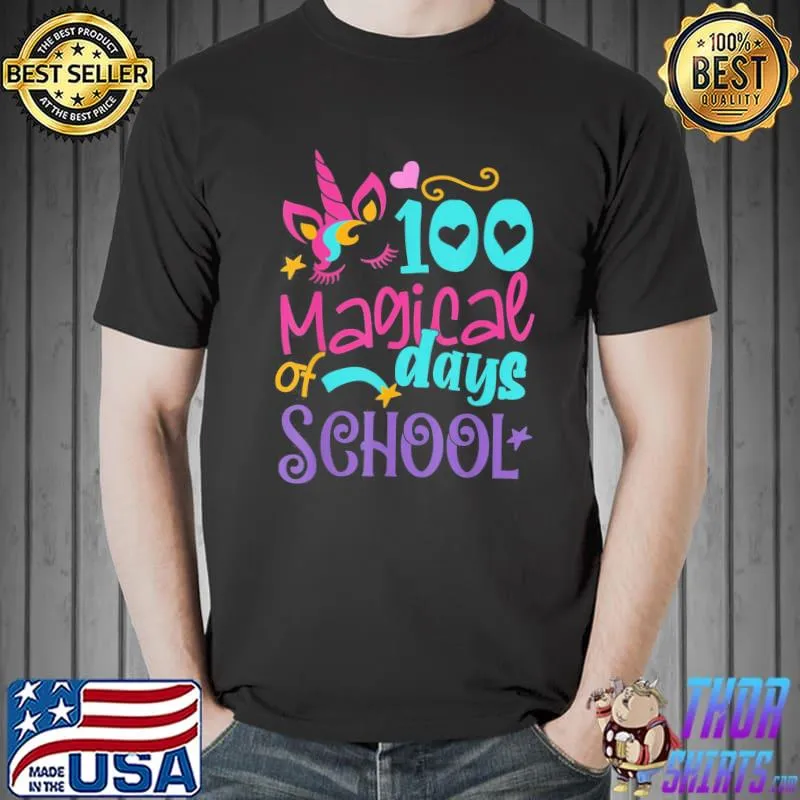 100th Day of School Unicorn 100 Magical Days Teacher T-Shirt Unisex