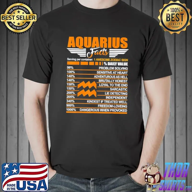 Aquarius Facts Zodiac January February Birthday T-Shirt Unisex