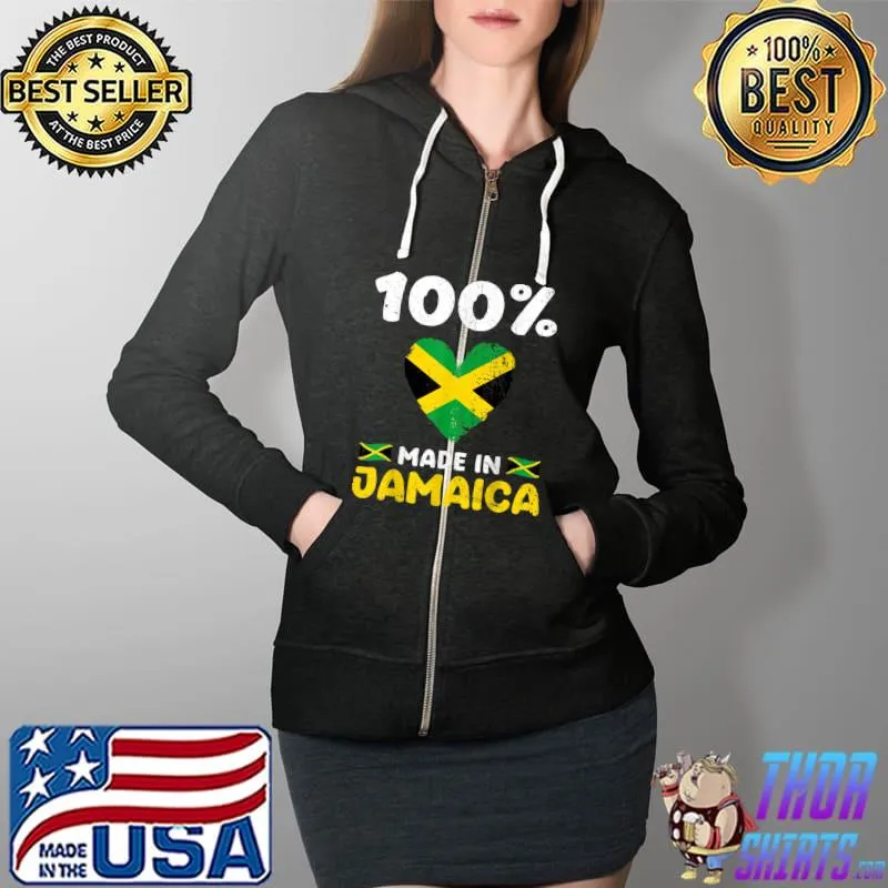 Awesome 100 Percent Made In Jamaica Funny Saying Jamaican Flag T-Shirt Full Zip Hooded