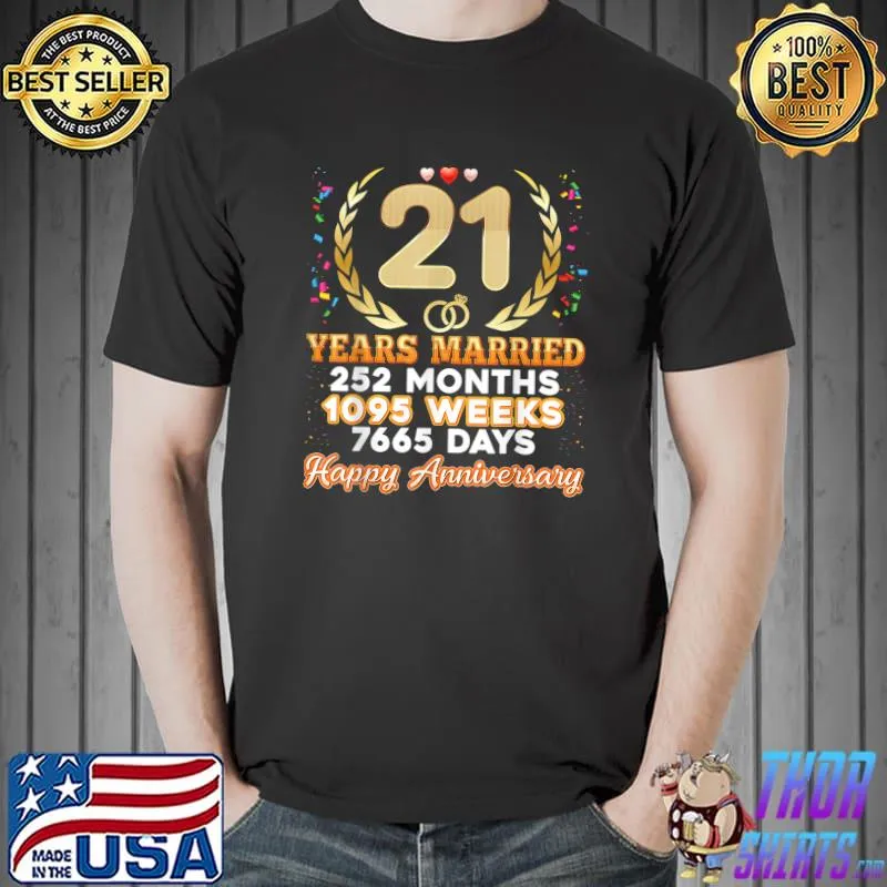 Awesome 21 Years Married Happy 21st Wedding Anniversary Couple Ring T-Shirt Unisex
