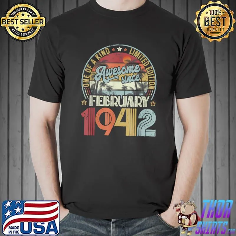 Awesome 80th Birthday February 1942 Decoration Men Women 80 Yrs Old T-Shirt