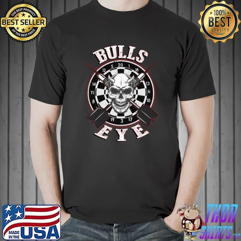 Awesome Bullseye Dart Devil, Scull T-Shirt Unisex