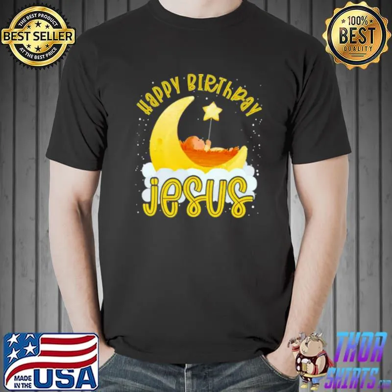 Awesome Christliche Religion Weihnachten Stern Happy Birthday Jesus Shirt Unisex