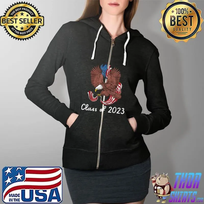 Awesome Class of 2023 Senior 23 Graduation Gift Idea American Flag T-Shirt Full Zip Hooded