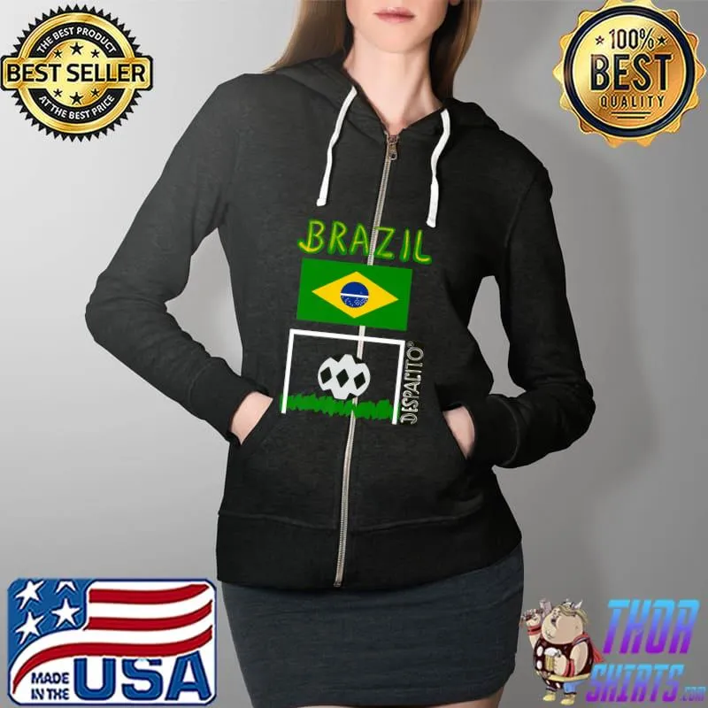 Awesome Despacito Brand Brazil Brazilian Flag Futbol Soccer Ball Premium T-Shirt Full Zip Hooded