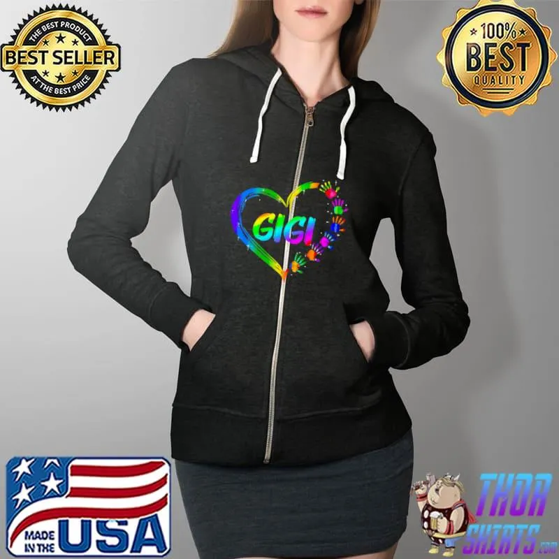 Awesome Gradient Heart Shape Gigi Shirt Full Zip Hooded