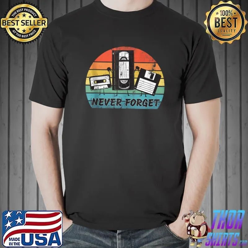 Awesome Never Forget Retro Vintage Cassette Tape VHS Floppy Disc T-shirt
