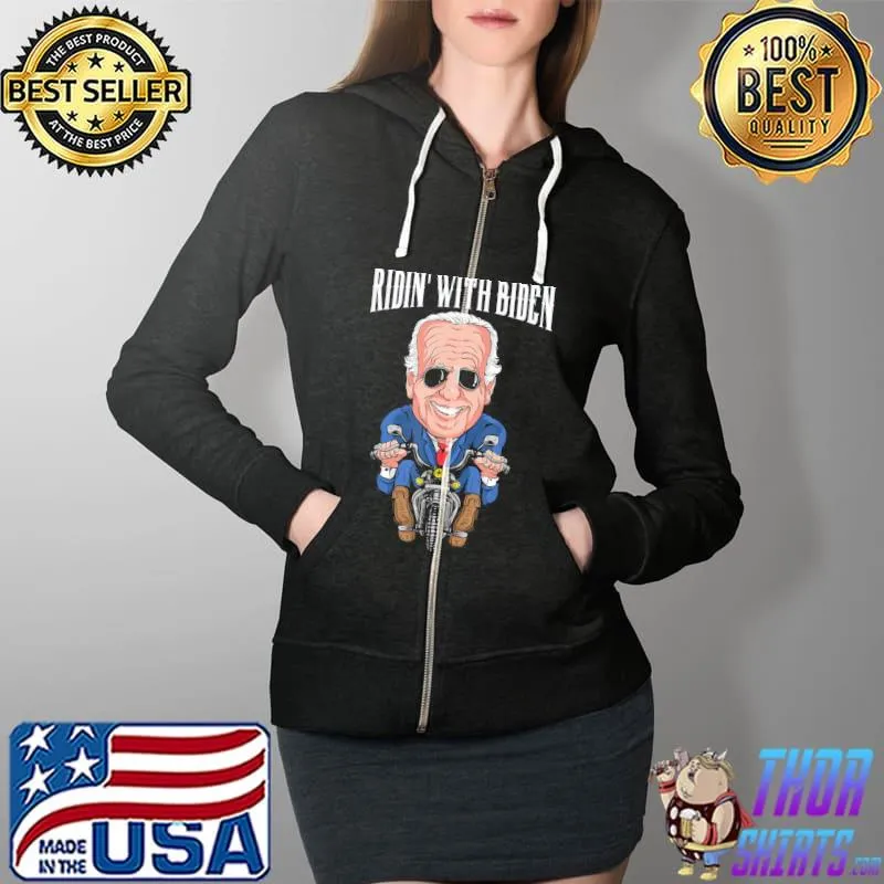 Awesome USA Vice President Ridin with Biden T-Shirt Full Zip Hooded