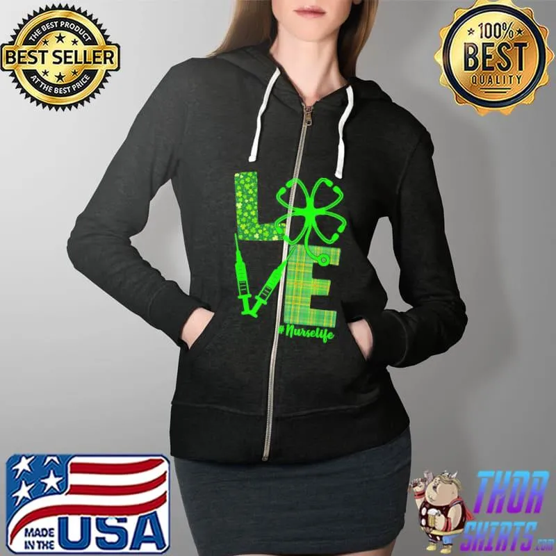 Awesome Vaccine Nurse St. Patrick’s Love T-Shirt Full Zip Hooded