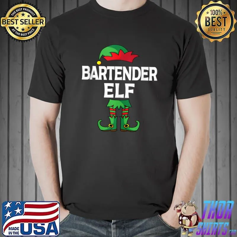Bartender Elf Matching Family Group Christmas Holiday T- Unisex