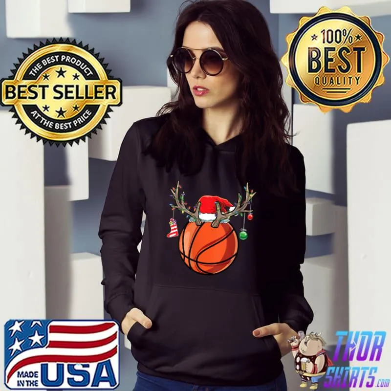 Basketball Player Reindeer Deer Boys Christmas T-shirt