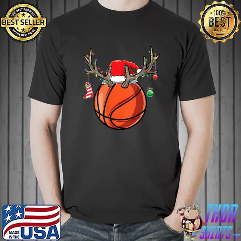 Basketball Player Reindeer Deer Boys Christmas T- Unisex