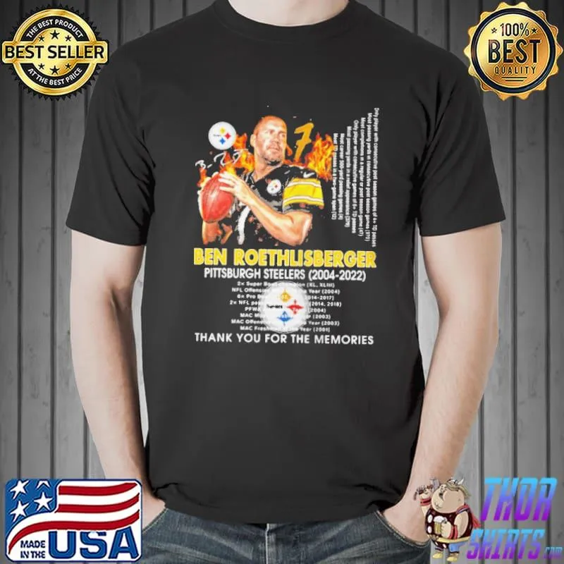 Ben roethlisberger Pittsburgh Steelers 2004 2022 thank you for the memories signature Unisex