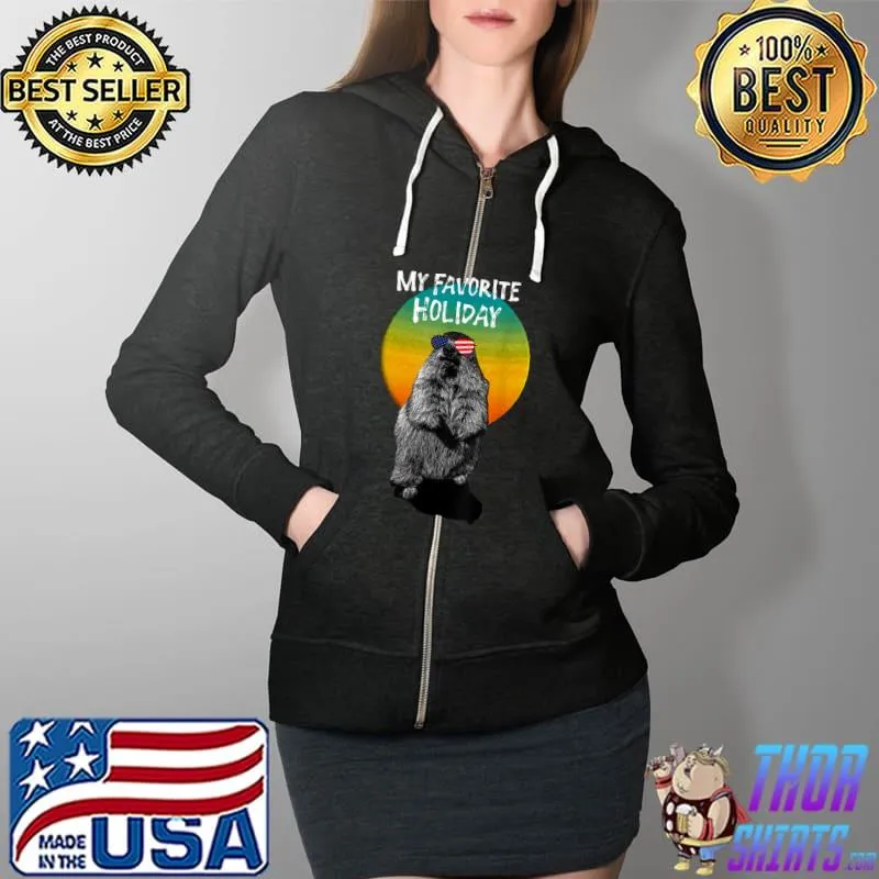 Best Happy Groundhog Day Sunglasses American Flag T-Shirt Full Zip Hooded