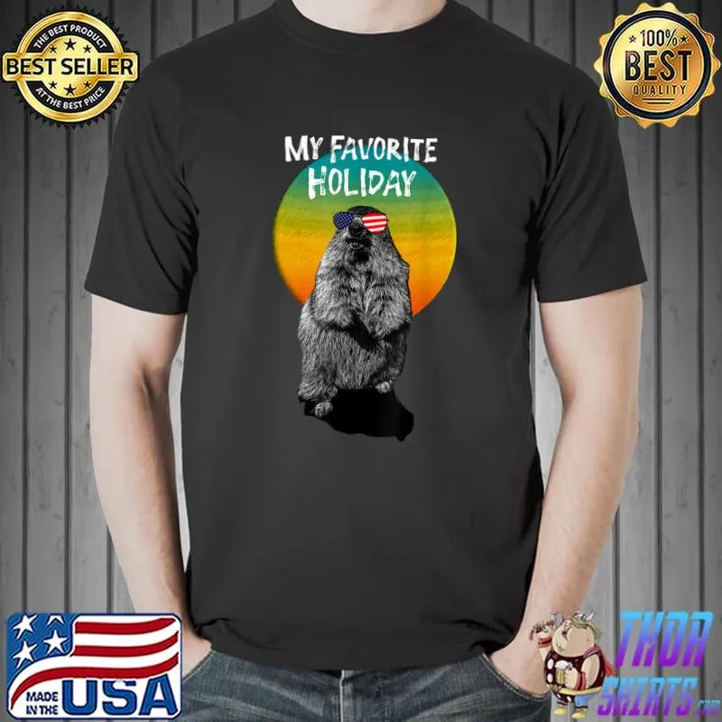 Best Happy Groundhog Day Sunglasses American Flag T-Shirt Unisex