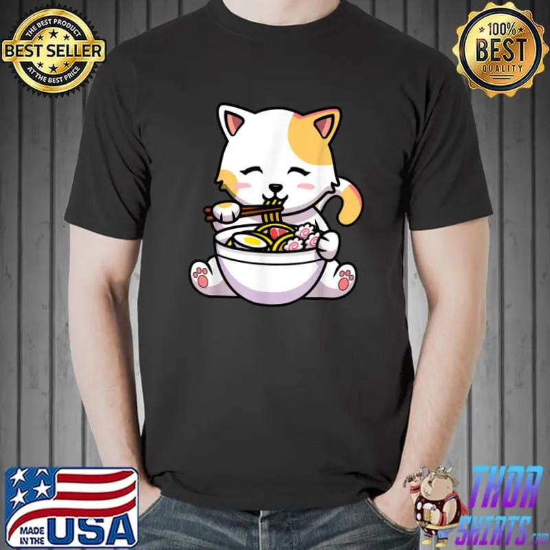 Best Ramen Cat Kawaii Anime Japanese Food Girls Official Teenager T-Shirt Unisex
