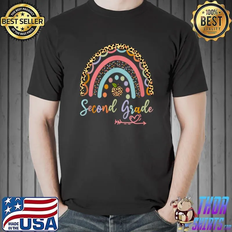 Best Second Grade Leopard Rainbow Teacher Boys Girls Squad Team T-Shirt Unisex