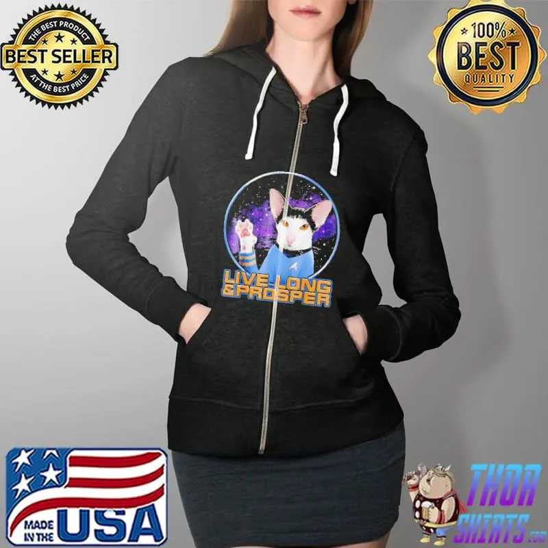 Best Spock cat prosper and live long Full Zip Hooded