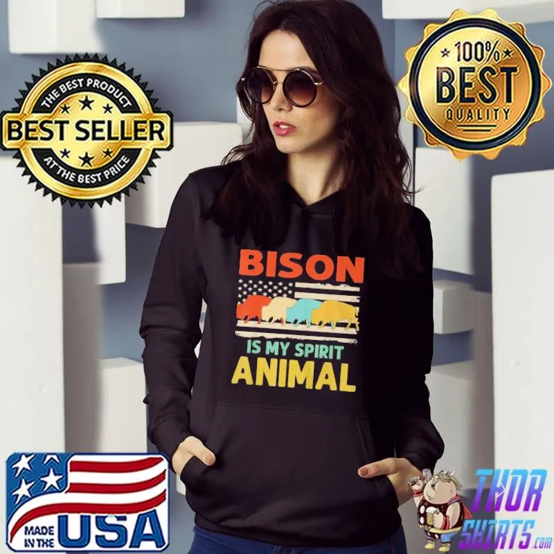 Bison animals American flag shirt