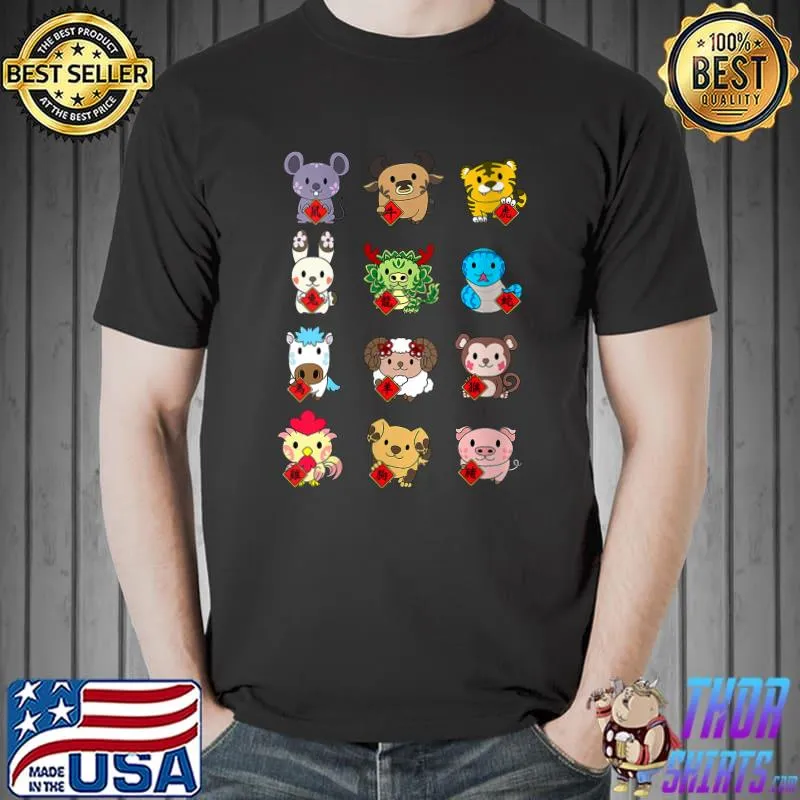 Chinese Zodiac Animal Signs Lunar New Year T-Shirt Unisex