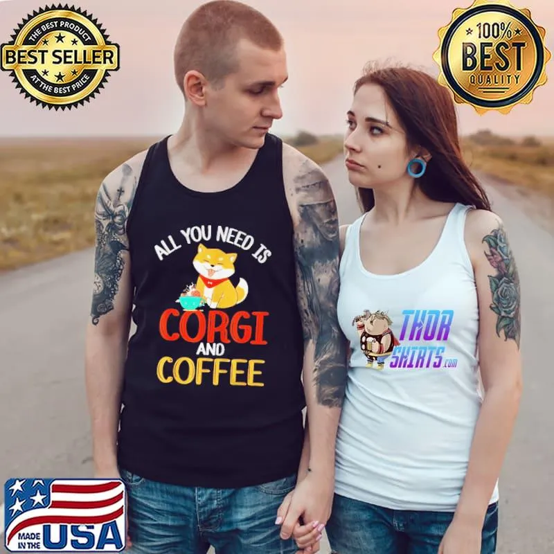 Coffee and corgI cute corgI dog lover Tank Top