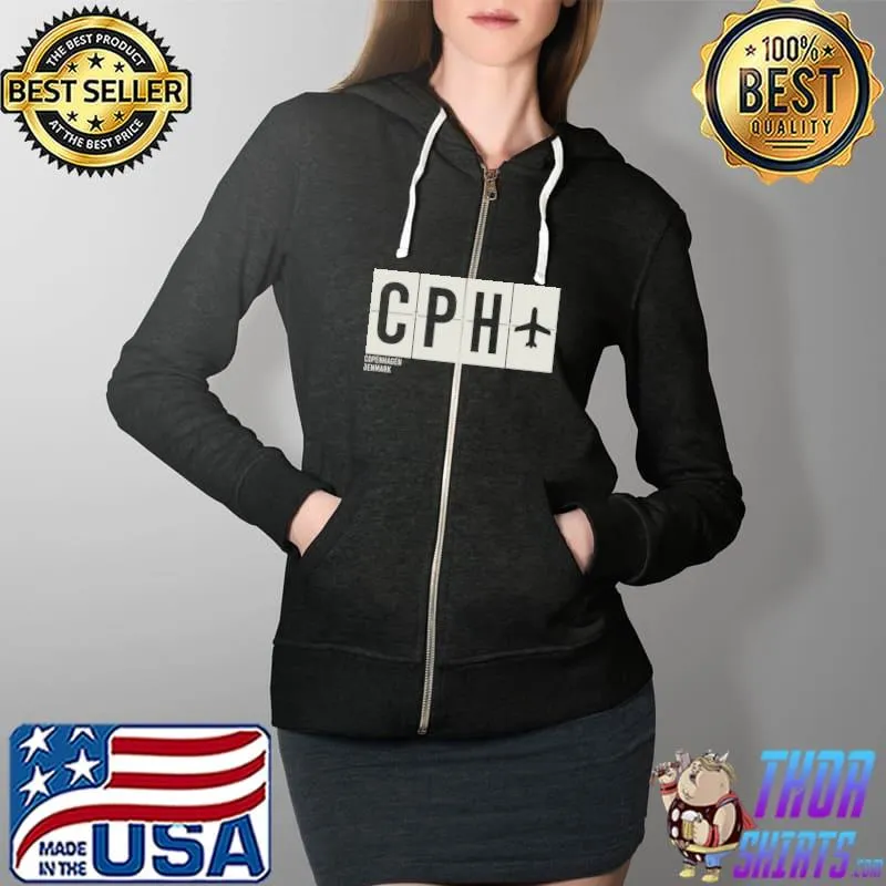 Copenhagen Denmark Airport Code T-Shirt Full Zip Hooded