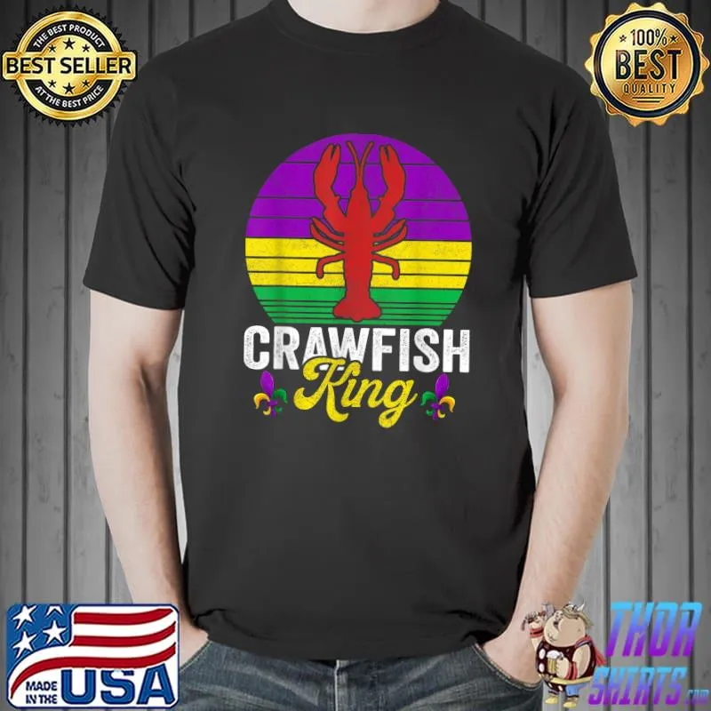 Crawfish Lobster King Mardi Gras Shirt, Kids Boys Men T-Shirt Unisex