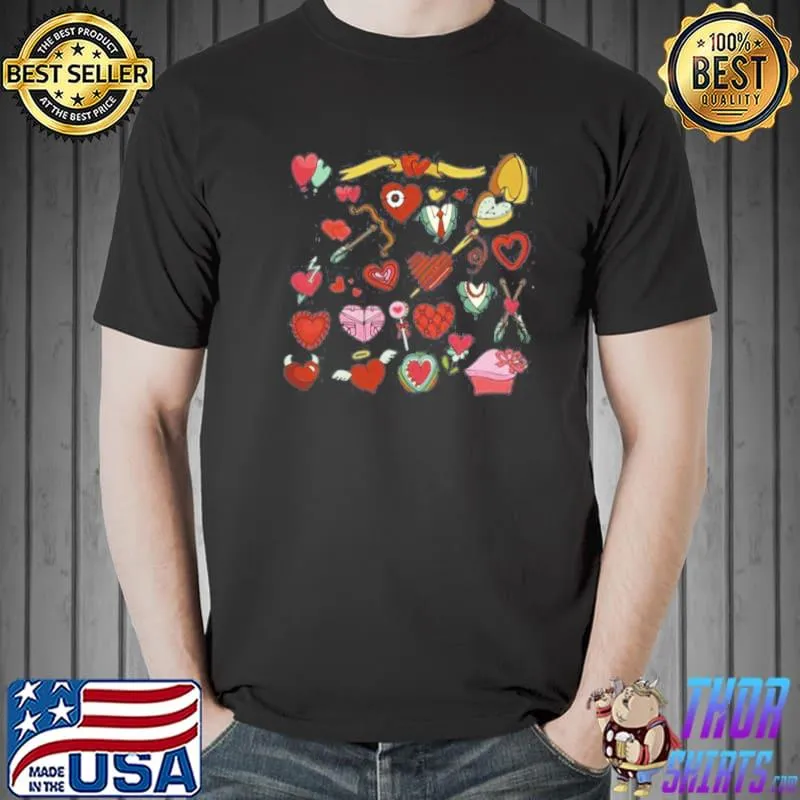 Cute Valentines Day Hearts Doodle Unisex Sweatshirt Unisex T-Shirt Unisex