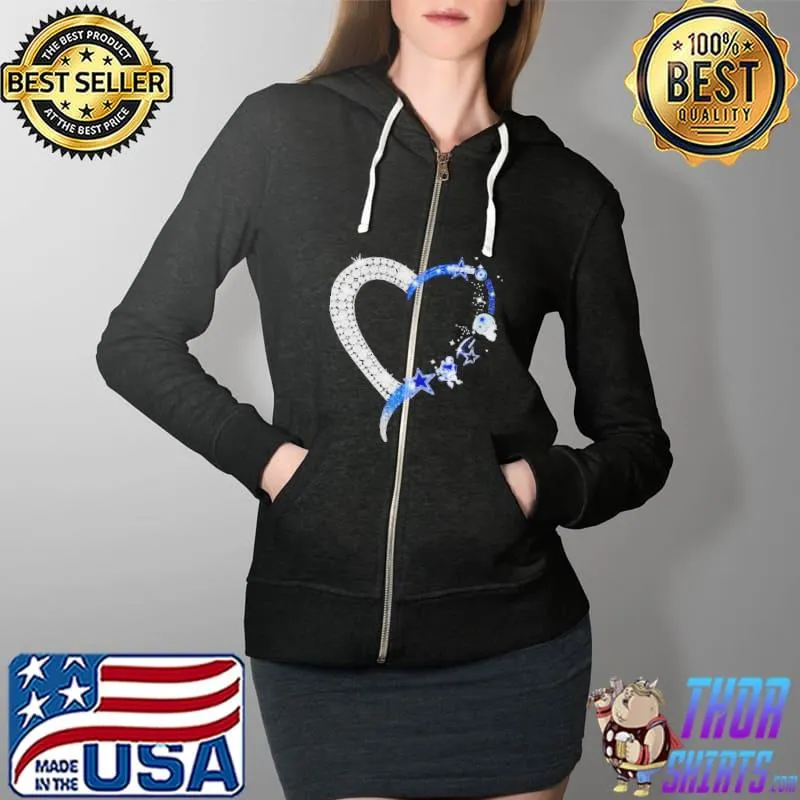 Dallas Cowboys Football team diamond heart Full Zip Hooded