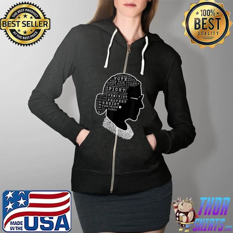 Feminism Quote - Ruth Bader Ginsburg Intersectional Feminist T-Shirt Full Zip Hooded