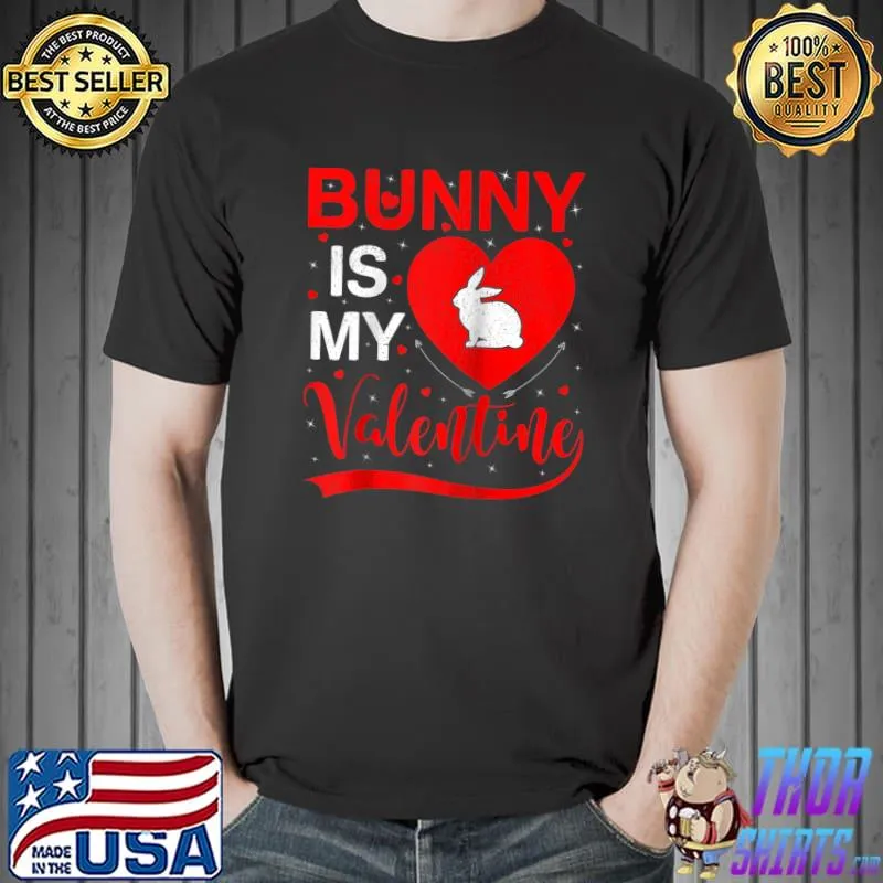 Funny Bunny Is My Valentine Heart Bunny Valentines Day Raglan Baseball T Shirt Unisex
