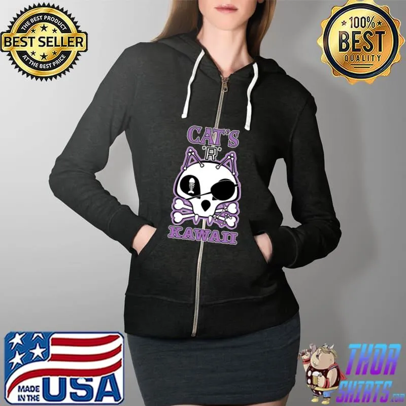 Funny Cats are Kawaii Pirate Cat T- Full Zip Hooded