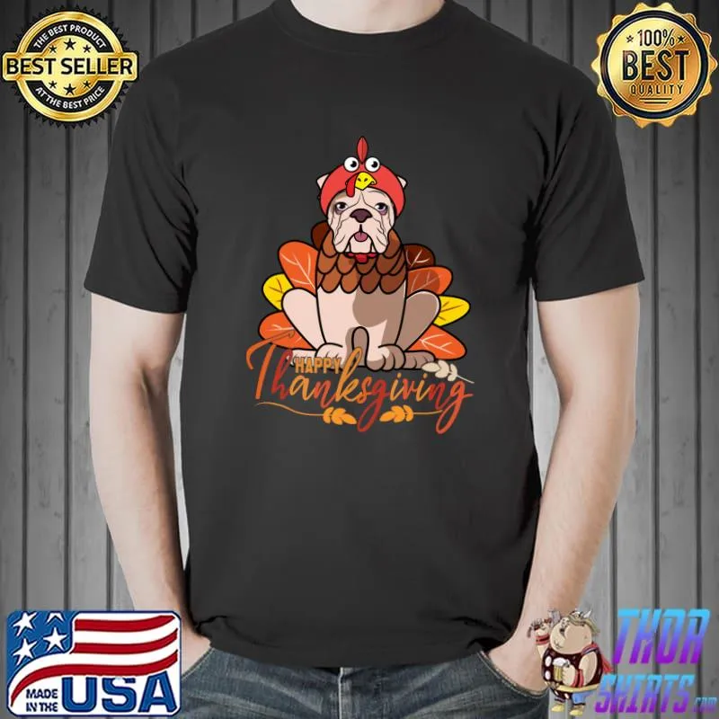 Funny Dog Costume English Bulldog Thanksgiving T- Unisex
